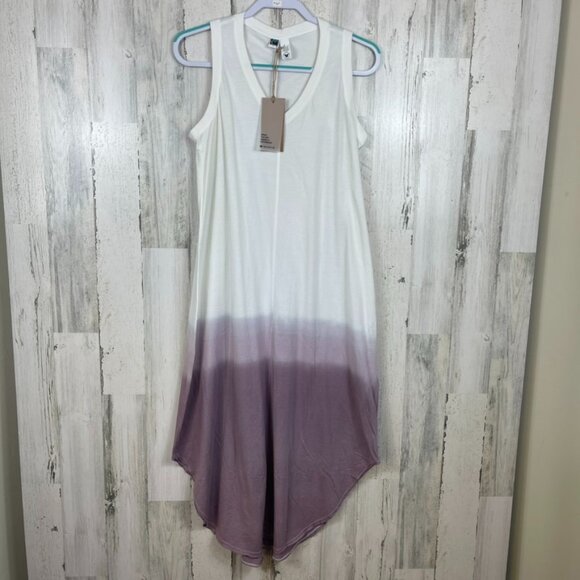 The Good Tee Easy to Love midi dress dip dye white purple Large beachy boho - Picture 1 of 7